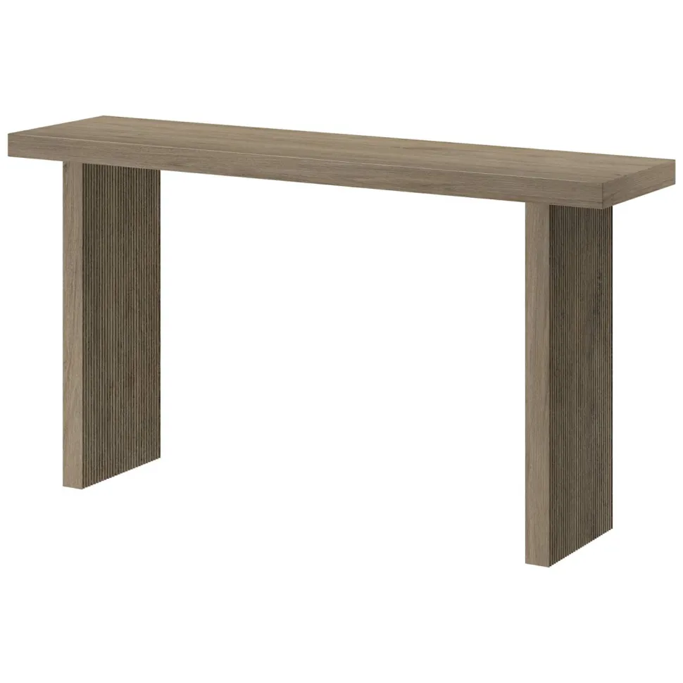 Soren 55" Wide Rectangular Console Table in Antiqued Gray Oak