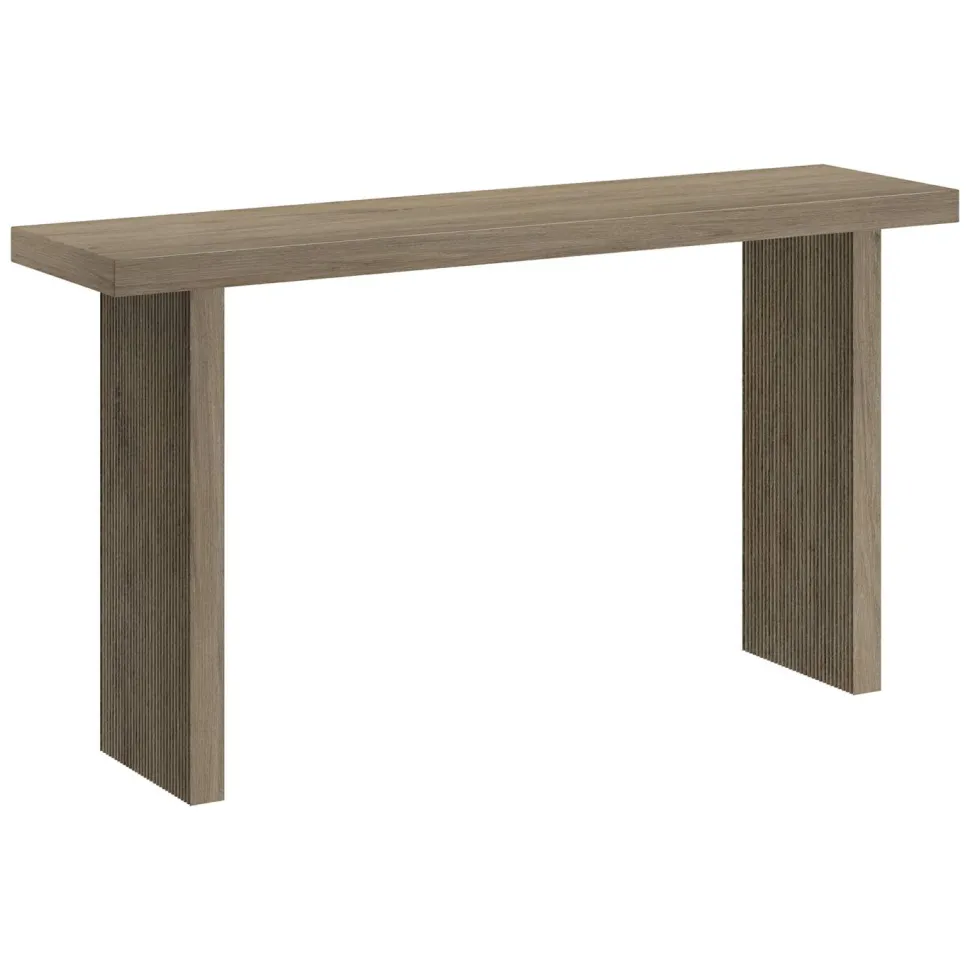 Soren 55" Wide Rectangular Console Table in Antiqued Gray Oak