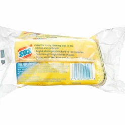S.O.S Heavy Duty Scrubber Sponge 4.5" Height x 2.5" Width x 900 mil Thickness 8/Carton Scrim Yellow, Green