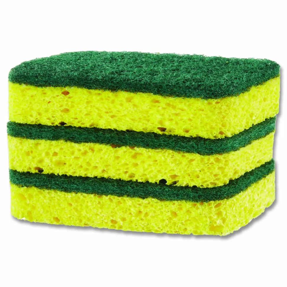 S.O.S Heavy Duty Scrubber Sponge 4.5" Height x 2.5" Width x 900 mil Thickness 8/Carton Scrim Yellow, Green