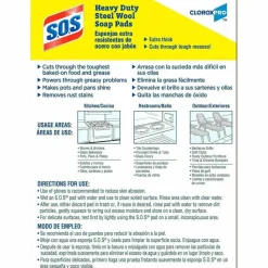 S.O.S Steel Wool Soap Pads 4" Length x 5" Width Heavy Duty Gray, Blue 15Box 480 / Pallet