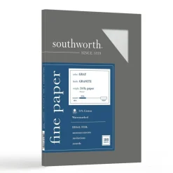 Southworth Granite Specialty Paper, 8 1/2" x 11", 24 Lb, 75% Recycled, Gray, Pack Of 100 Sheets