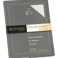 Southworth Parchment Specialty Paper, 8 1/2" x 11", 24 Lb, Ivory, Pack Of 100