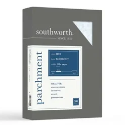 Southworth Parchment Specialty Paper, 8 1/2" x 11", 24 Lb., Blue, Pack Of 500