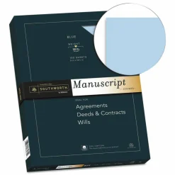 Southworth 75% Recycled 25% Cotton Manuscript Covers, 9" x 12 1/2", 30 Lb, Light Blue, Box Of 100