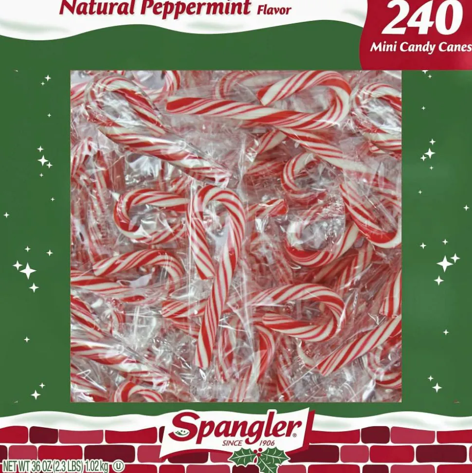Spangler Peppermint Candy Canes - Peppermint - Individually Wrapped, Gluten-free - 240 /Box - 8 / Carton