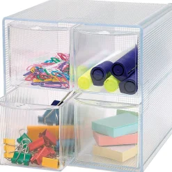 Sparco 4-Drawer Storage Organizer, 6"H x 6"W x 7 5/16"D, Clear