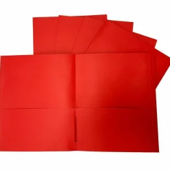 Sparco Leatherette Portfolio, 8-1/2" x 11", 2 Pocket, Red, Box of 25