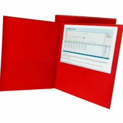 Sparco Leatherette Portfolio, 8-1/2" x 11", 2 Pocket, Red, Box of 25