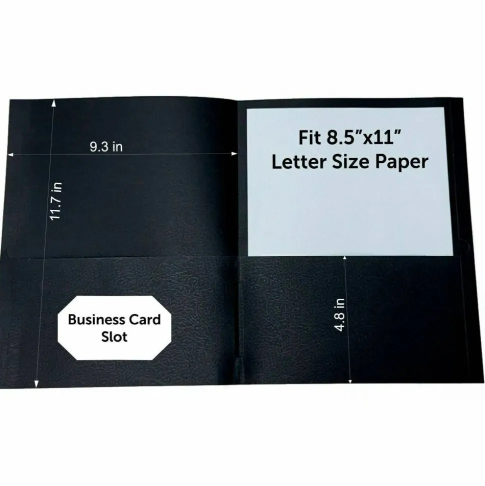 Sparco Leatherette Portfolio, 8-1/2" x 11", 2 Pocket, Black, Box of 25