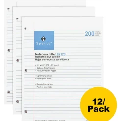 Sparco Notebook Filler Paper, Letter Size, 16 Lb, White, Ream Of 200 Sheets