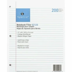 Sparco Notebook Filler Paper, Letter Size, 16 Lb, White, Ream Of 200 Sheets