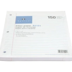 Sparco Standard White 3HP Filler Paper - 150 Sheets - Wide Ruled - Ruled Red Margin - 16 lb Basis Weight - 82121