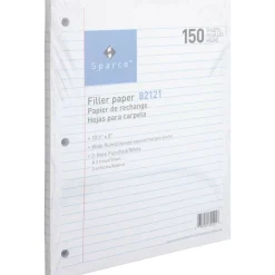 Sparco Standard White 3HP Filler Paper - 150 Sheets - Wide Ruled - Ruled Red Margin - 16 lb Basis Weight - 82121