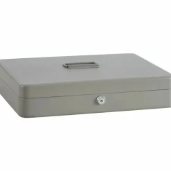 Sparco All-Steel Key Lock Cash Box With Tray, 10 Compartments, 2" x 10 1/2" x 15", Gray