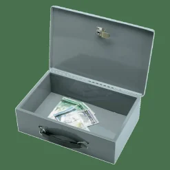 Sparco All-Steel Key Lock Fire-Retardant Cash Box, 12 3/4" x 8 1/4" x 3 3/4", Gray