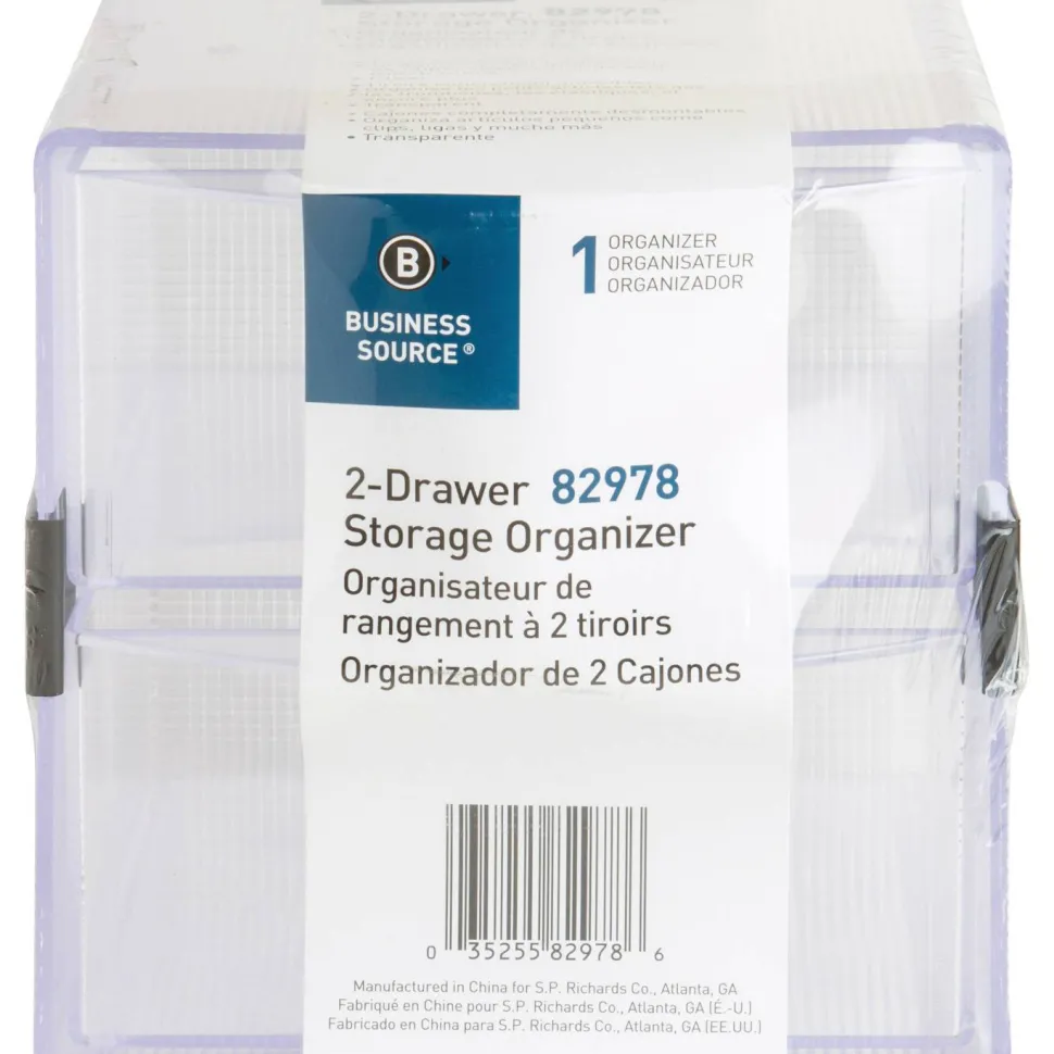 Sparco 2-Drawer Storage Organizer, 6"H x 6"W x 6"D, Clear