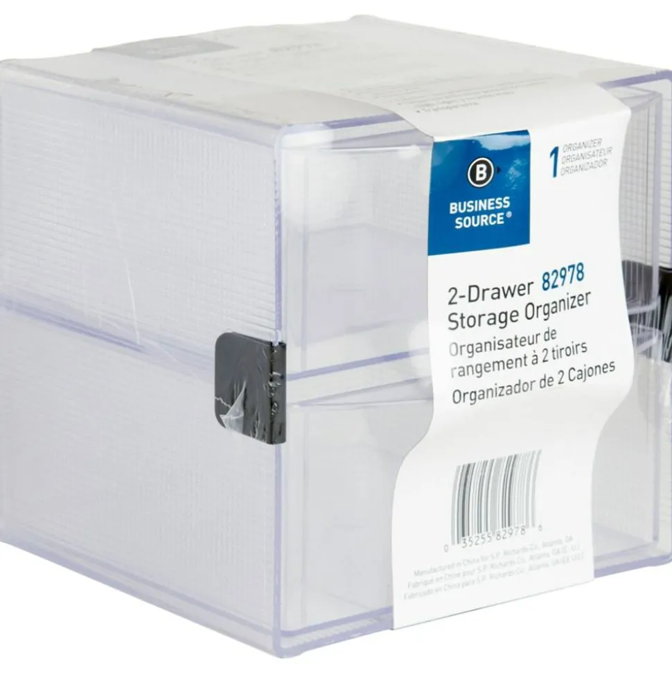 Sparco 2-Drawer Storage Organizer, 6"H x 6"W x 6"D, Clear