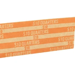 Sparco Flat Coin Wrappers - $10 in 40 Coins of 25¢ Denomination - 60 lb Paper Weight - Kraft - Orange, 1000/Pack