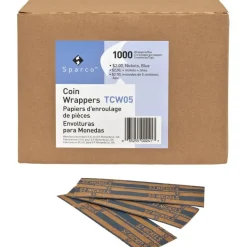 Sparco Flat Coin Wrappers - $2.00 in 40 Coins of 5¢ Denomination - 60 lb Paper Weight - Kraft - Blue, 1000/Pack