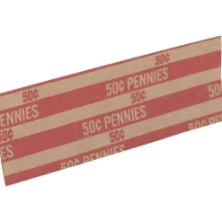 Sparco Flat Coin Wrappers - 1000 Wraps Total $0.50 in 50 Coins of 1¢ Denomination - 60 lb Paper Weight - Kraft - Red