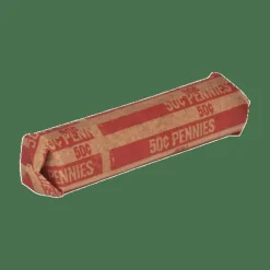 Sparco Flat Coin Wrappers - 1000 Wraps Total $0.50 in 50 Coins of 1¢ Denomination - 60 lb Paper Weight - Kraft - Red