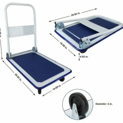 Sparco Folding Platform Truck, 330 Lb. Capacity, Blue/Gray