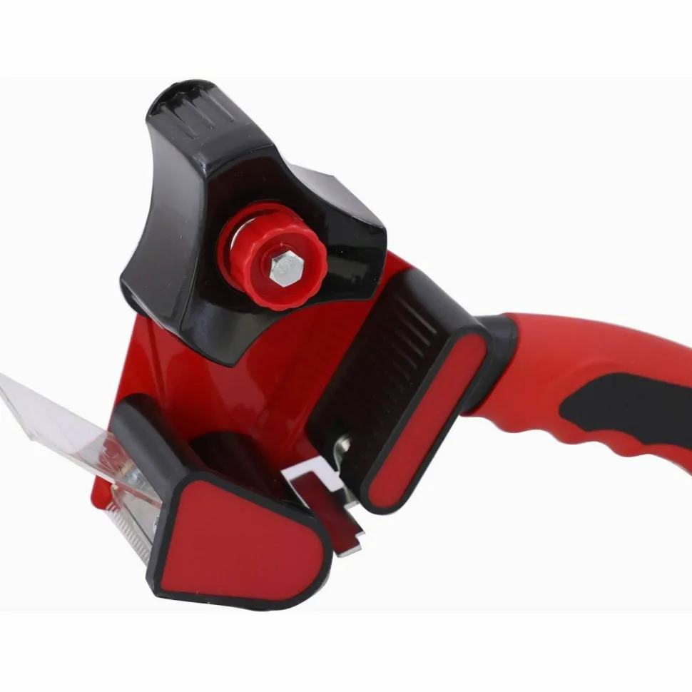 Sparco Handheld Tape Dispenser - 3" Core - Refillable - Ergonomic Design, Adjustable Tension Mechanism, Durable - Red, Black - 1 Each