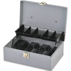 Sparco Key Lock Controller Cash Box With Tray, 5 Compartments, 3 7/16