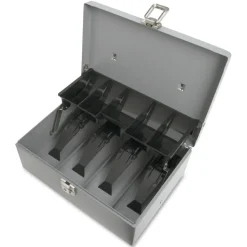 Sparco Key Lock Controller Cash Box With Tray, 5 Compartments, 3 7/16