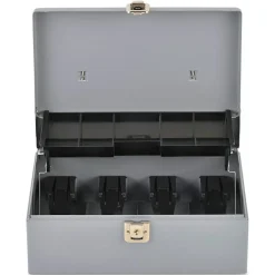 Sparco Key Lock Controller Cash Box With Tray, 5 Compartments, 3 7/16