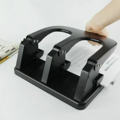 Sparco Manual Adjustable 3-Hole Punch, 100-Sheet Capacity, 10 1/4"H x 10 3/8"W x 6 1/4"D, Black