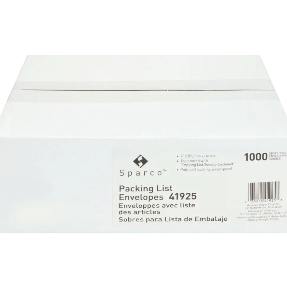 Sparco Pre-labeled Packing Slip Envelope - Packing List - 7"x 5 1/2" - 70 g/m² - Self-adhesive Seal - 41925