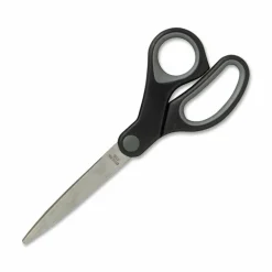 Sparco Rubber Handle Scissors, 8", Pointed, Black/Gray