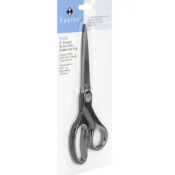 Sparco Rubber Handle Scissors, 8", Pointed, Black/Gray