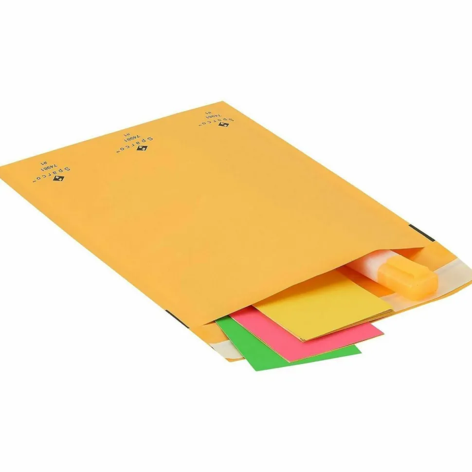 Sparco Size 1 Bubble Cushioned Mailers - Bubble - #1 - 7 1/2" Width x 12" Length - Self-sealing - Kraft - Kraft - 100 / Carton