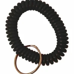 Sparco Split Ring Wrist Coil Key Holders, 2.1"H x 2.1"W x 2.4"L, Black, 6 / Pack