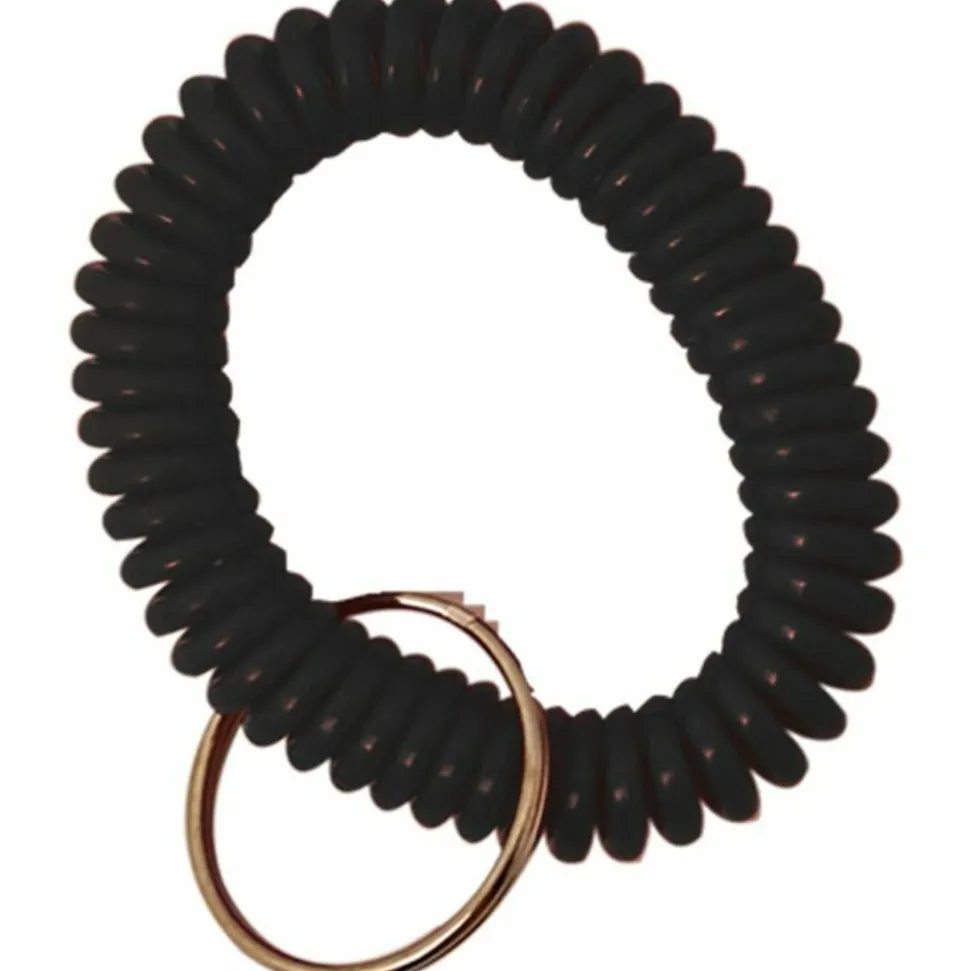 Sparco Split Ring Wrist Coil Key Holders, 2.1"H x 2.1"W x 2.4"L, Black, 6 / Pack