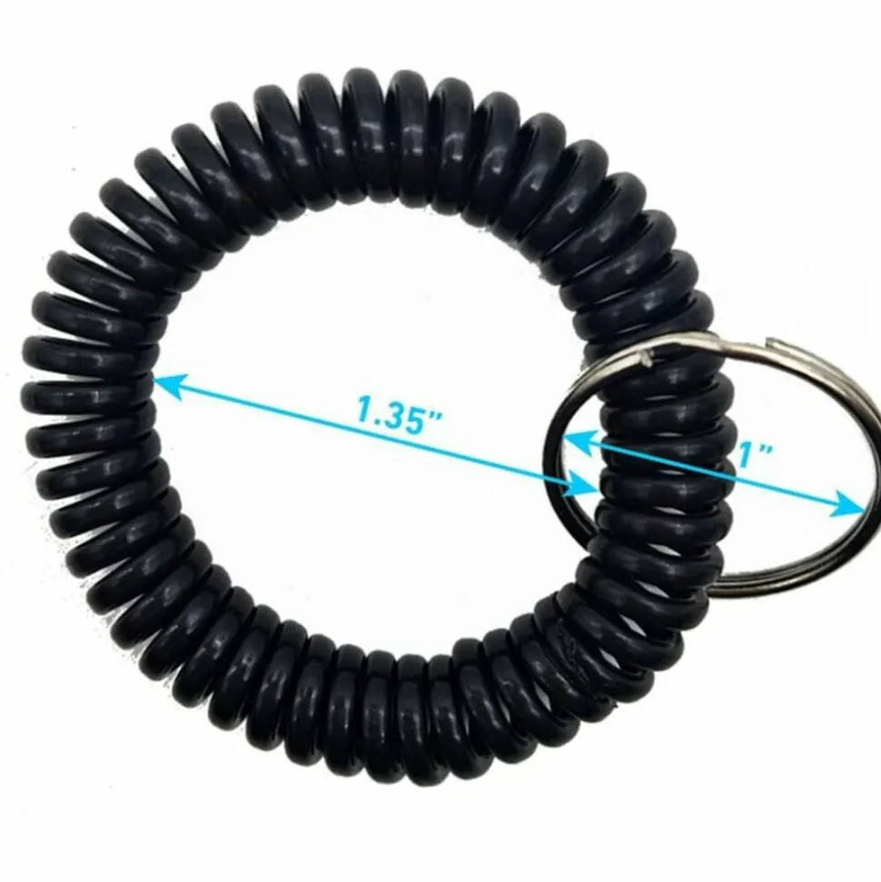 Sparco Split Ring Wrist Coil Key Holders, 2.1"H x 2.1"W x 2.4"L, Black, 6 / Pack