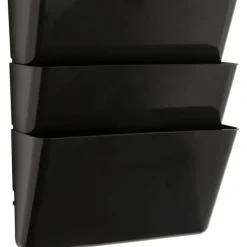 Sparco Stak-A-File Vertical Filing Systems, 14.5"H x 13.1"W x 4.3"D, Wall Mountable, Black, 3 / Pack
