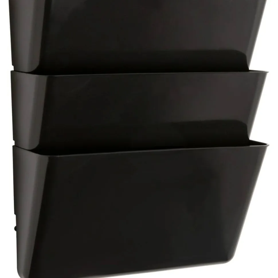 Sparco Stak-A-File Vertical Filing Systems, 14.5"H x 13.1"W x 4.3"D, Wall Mountable, Black, 3 / Pack