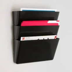 Sparco Stak-A-File Vertical Filing Systems, 14.5"H x 13.1"W x 4.3"D, Wall Mountable, Black, 3 / Pack