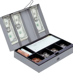 Sparco Steel Combination Lock Cash Box With Tray, 3 1/4