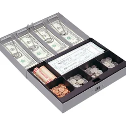 Sparco Steel Combination Lock Cash Box With Tray, 3 1/4
