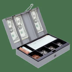 Sparco Steel Combination Lock Cash Box With Tray, 3 1/4