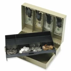Sparco Steel Combination Lock Cash Box With Tray, 3 1/4