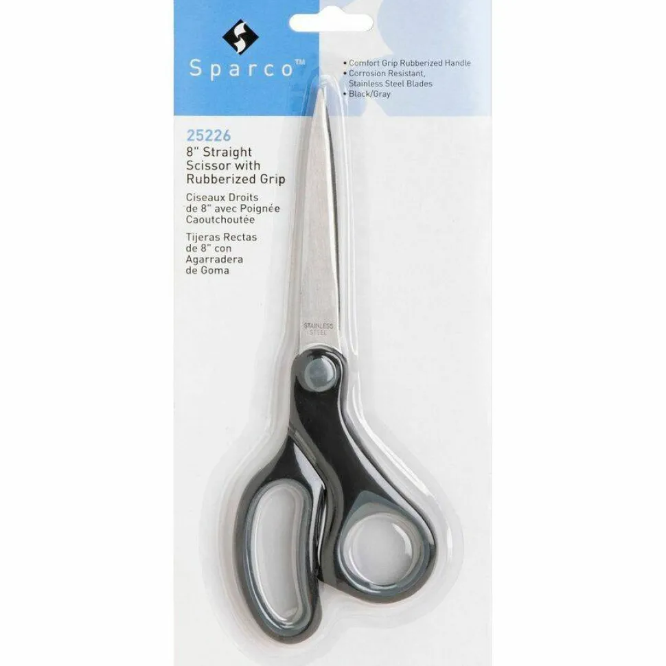Sparco Straight Scissors w/Rubber Grip Handle
