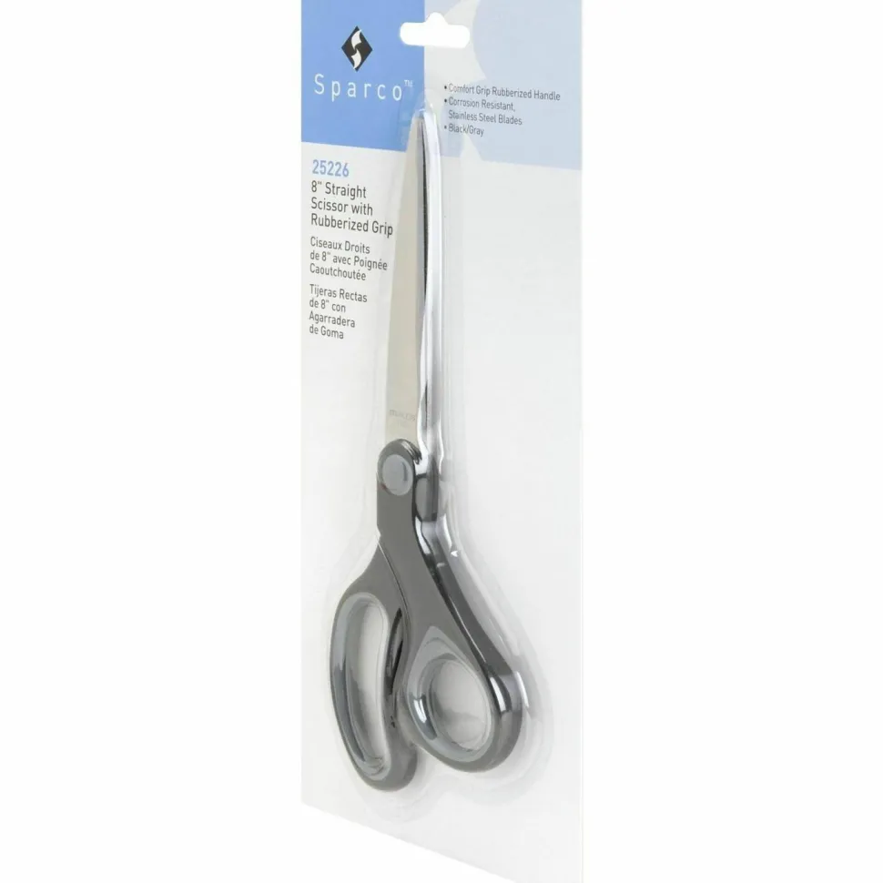 Sparco Straight Scissors w/Rubber Grip Handle