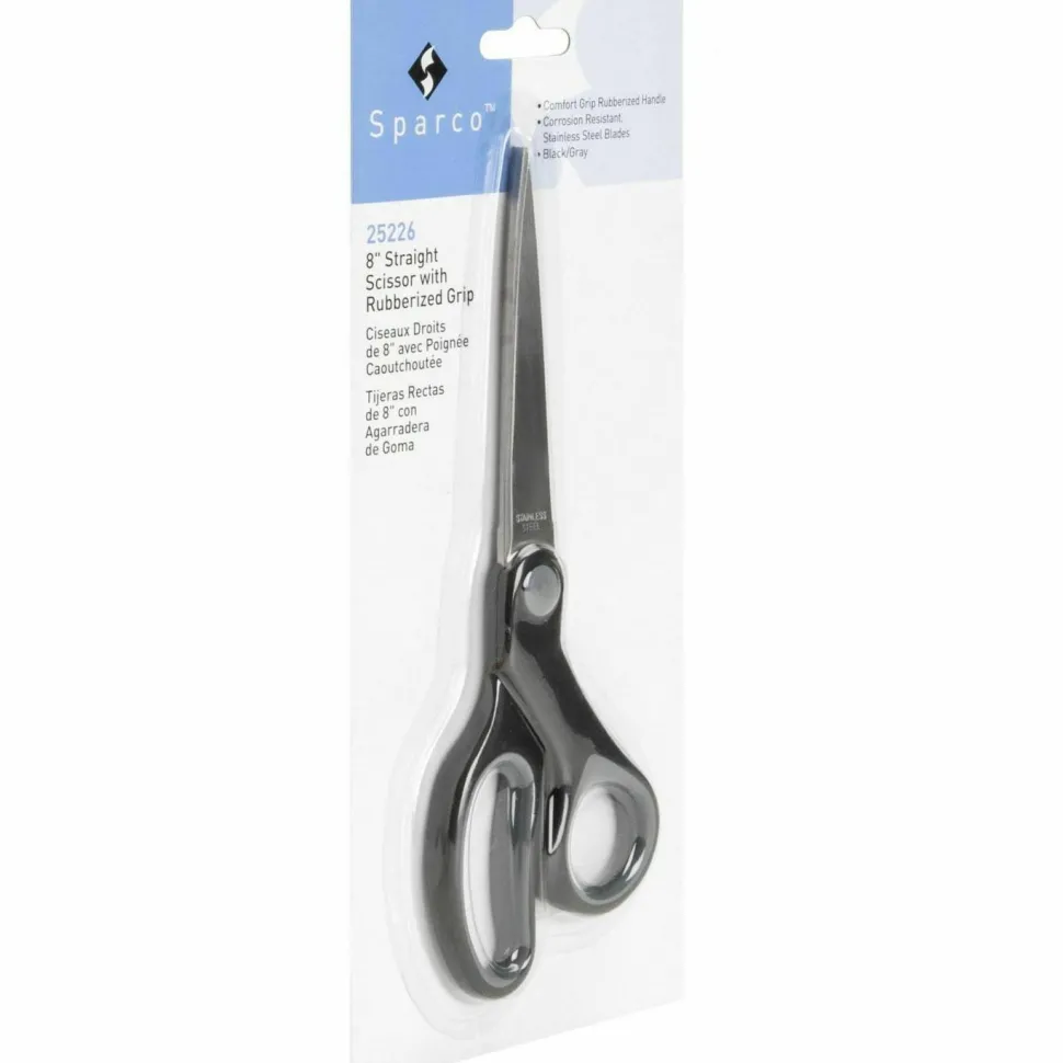 Sparco Straight Scissors w/Rubber Grip Handle