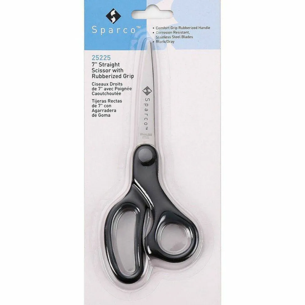 Sparco Straight Scissors w/Rubber Grip Handle